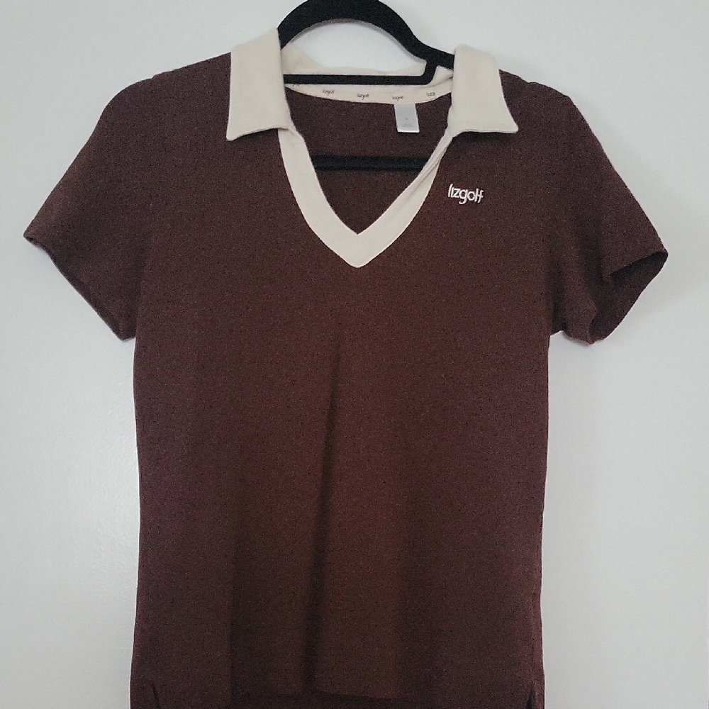Lizgolf Brown Fitted Polo T-Shirt Short Sleeve